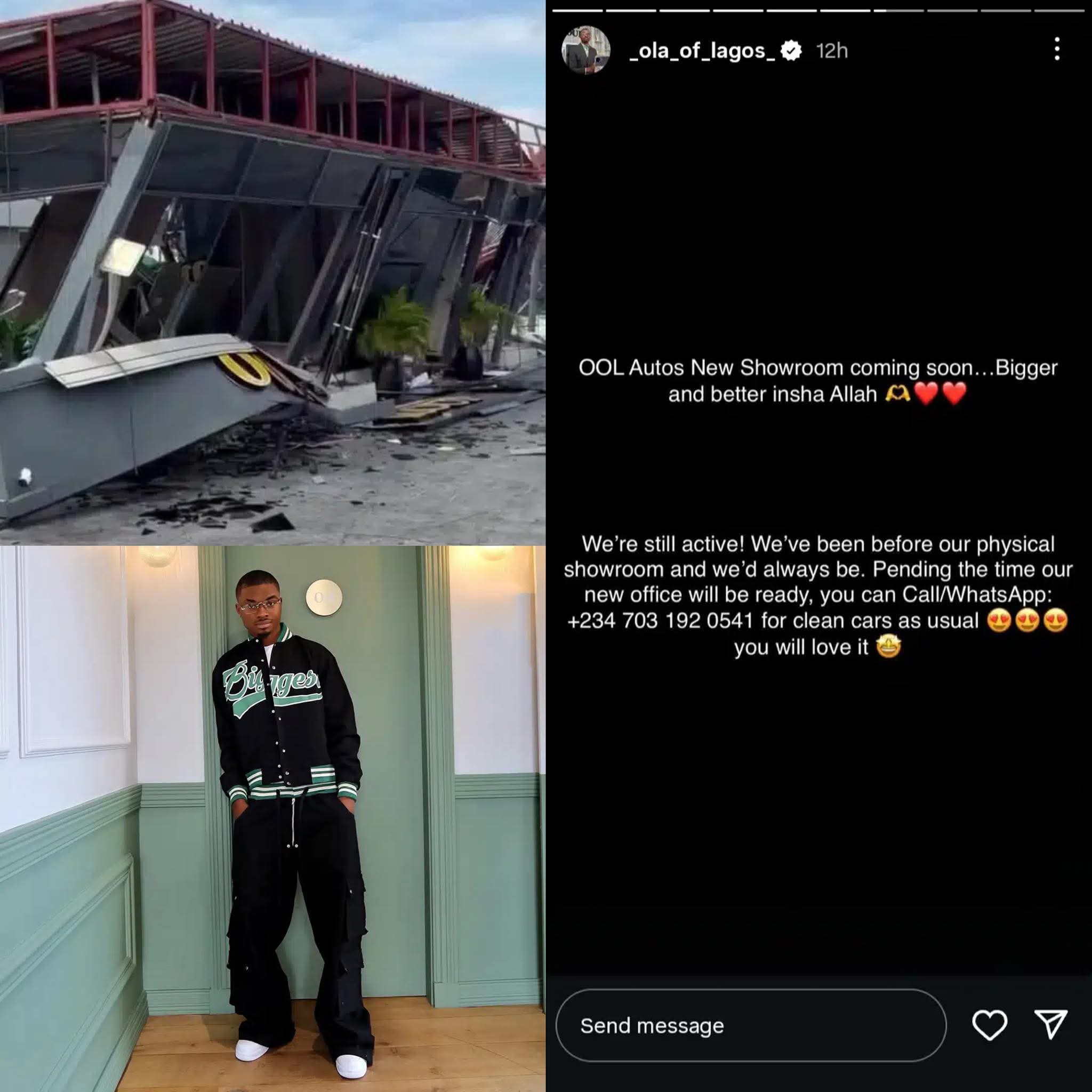 Lagos Government Demolishes Ola of Lagos’ Car Showroom